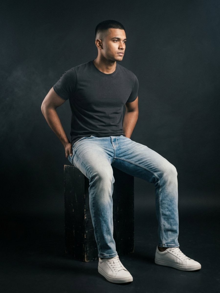 Rookies sand wash jeans on model