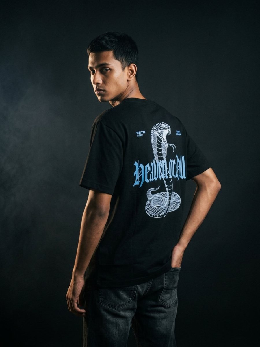 Heaven or Hell tee — back print on model