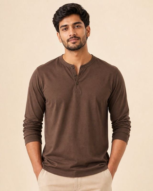 Henley T-Shirt — Coffee
